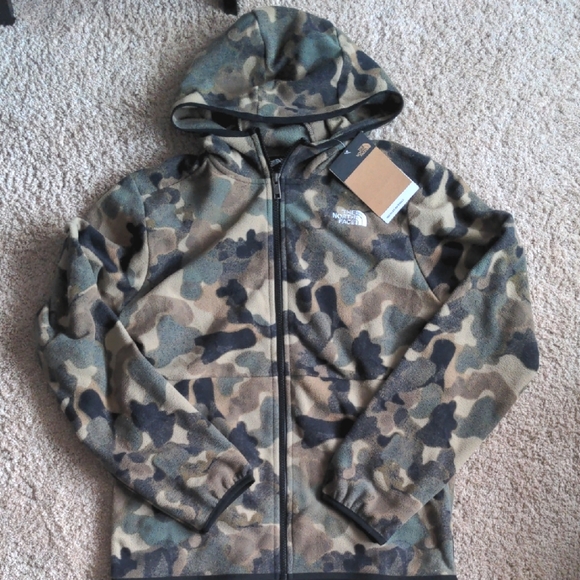 NWT The North Face Teen Glacier Full Zip Camo Hooded Jacket